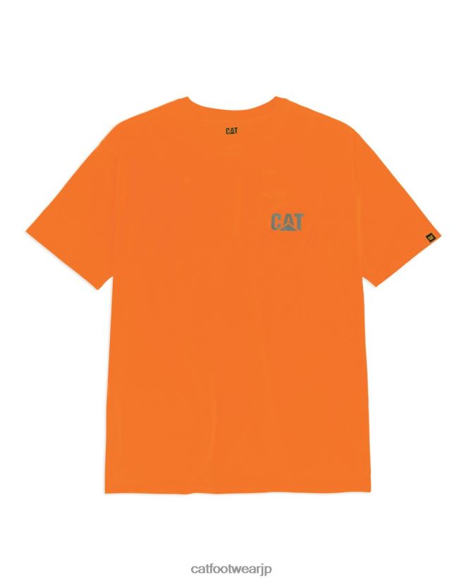 ハイビズトレードマークのポケットTシャツ オレンジ 男性 N2JB0V214 Caterpillar |トップス＆アウター